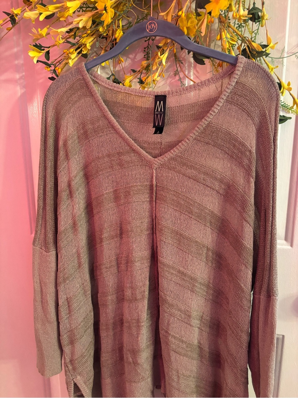 MarlaWynne Dusty Mauve V-Neck Knit Top